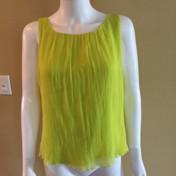 Alice + Olivia Chartreuse Silk Chiffon Blouse - Picture 1 of 4
